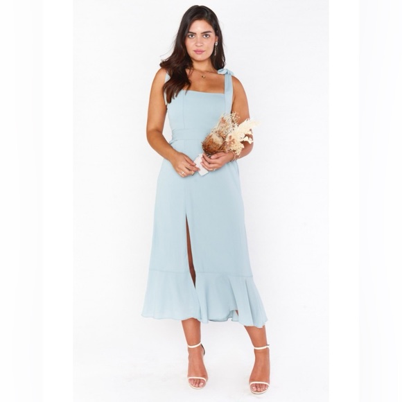 Show Me Your Mumu Claire Midi Dress Silver Sage Crisp Size Large (All bows) - Picture 1 of 8